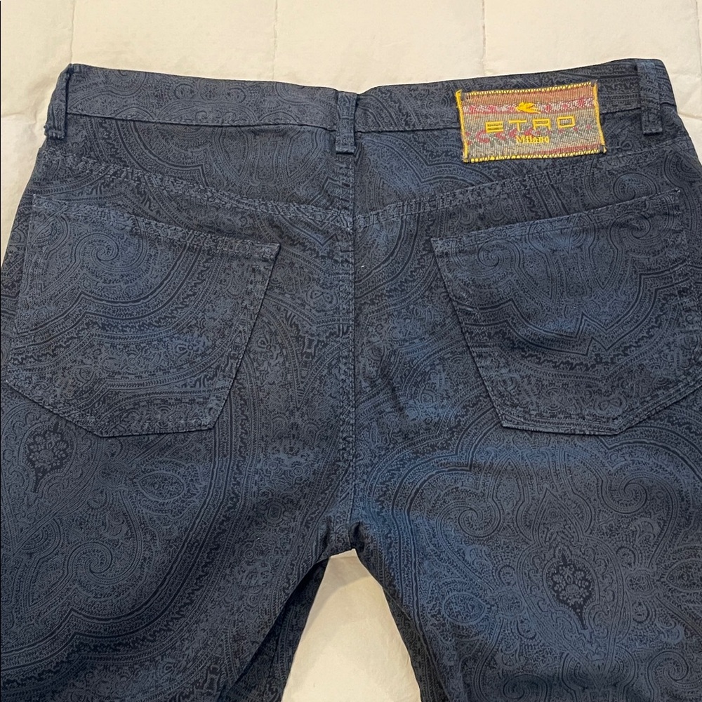 Etro Dark Blue Paisley Jeans - Picture 2 of 7